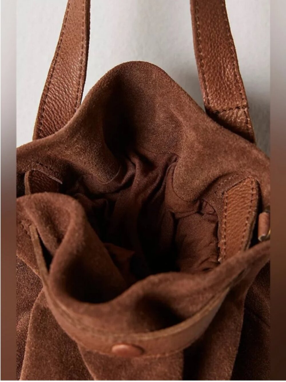 Free People Suki Mini Tote Suede Leather Brown Slouchy Crossbody Bag - NEW - Picture 6 of 12